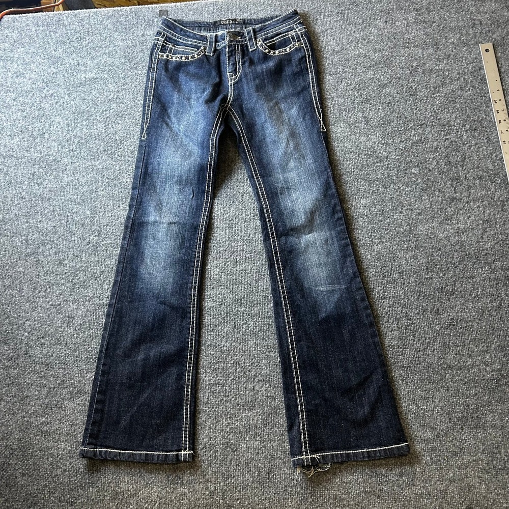 Cello Jeans Denim Womens Size 7 Dark Wash Bootcut Rhinestone Embellished Y2K